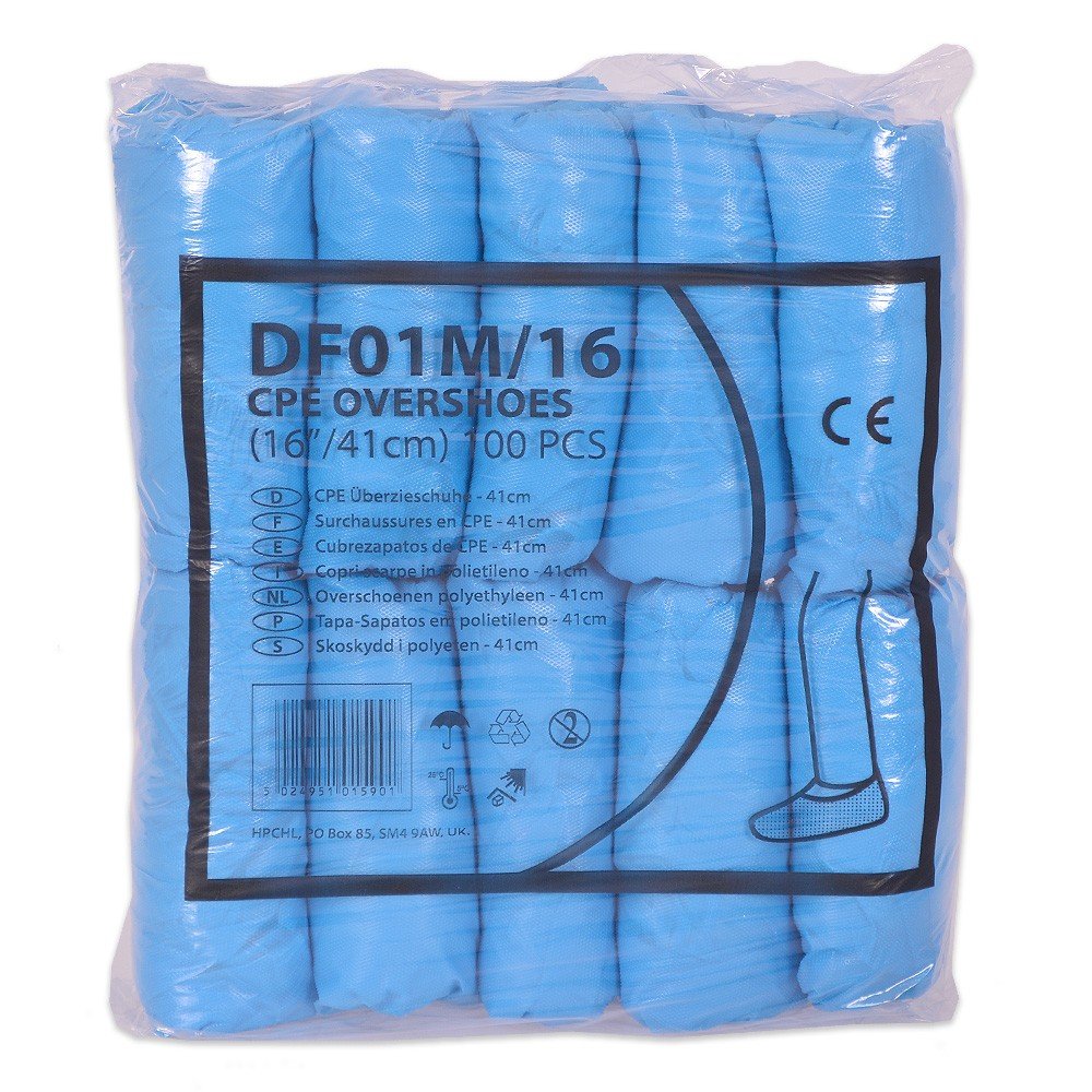 Shield DF01M/16 Overshoes, 16-Inch, Blue (Pack of 100) - EN safety certified