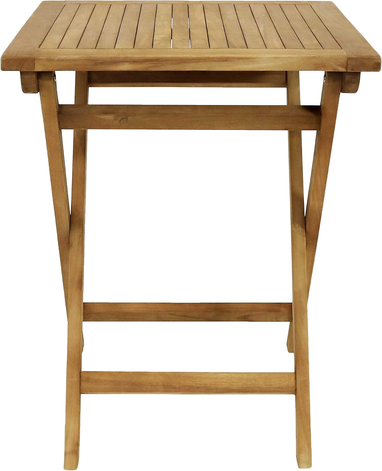 Sunnydaze Square Solid Teak Casual Outdoor Dining Table - 24-Inch - Light Wood Stain Finish - Patio, Deck, Lawn, Garden, Backyard or Terrace Wooden Table: Kitchen & Dining