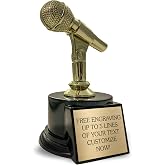 Microphone Trophy Award, 6" Golden Karaoke Mic