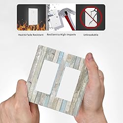 Country Rustic Blue White Wood 2 Gang Double GFCI