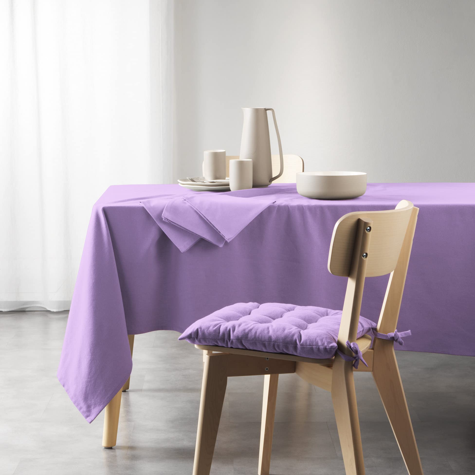 Douceur d'Intérieur, Rectangular Tablecloth (140 X 240 cm) Mistral Lilac, Recycled Cotton
