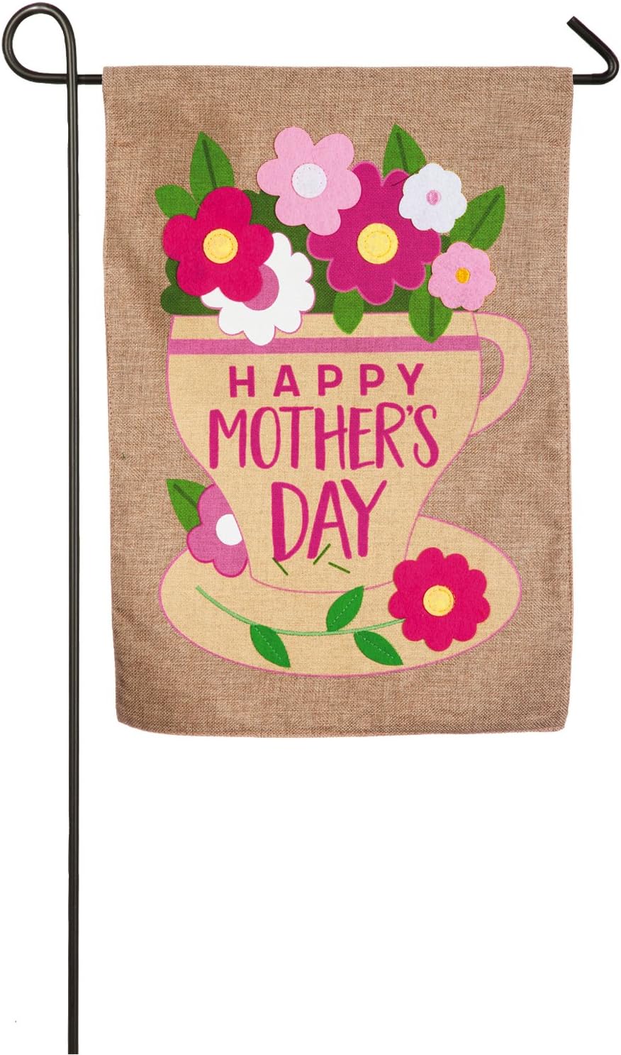 Evergreen Happy Mother's Day Burlap Garden Flag, 12.5 x 18 inches