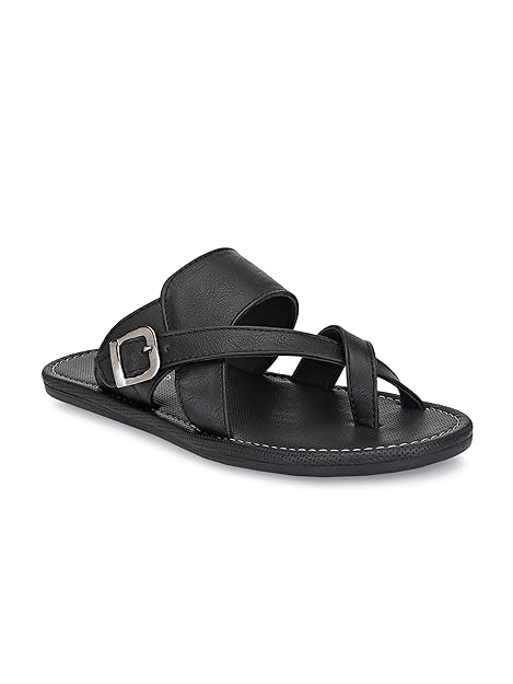 shences black leather slippers