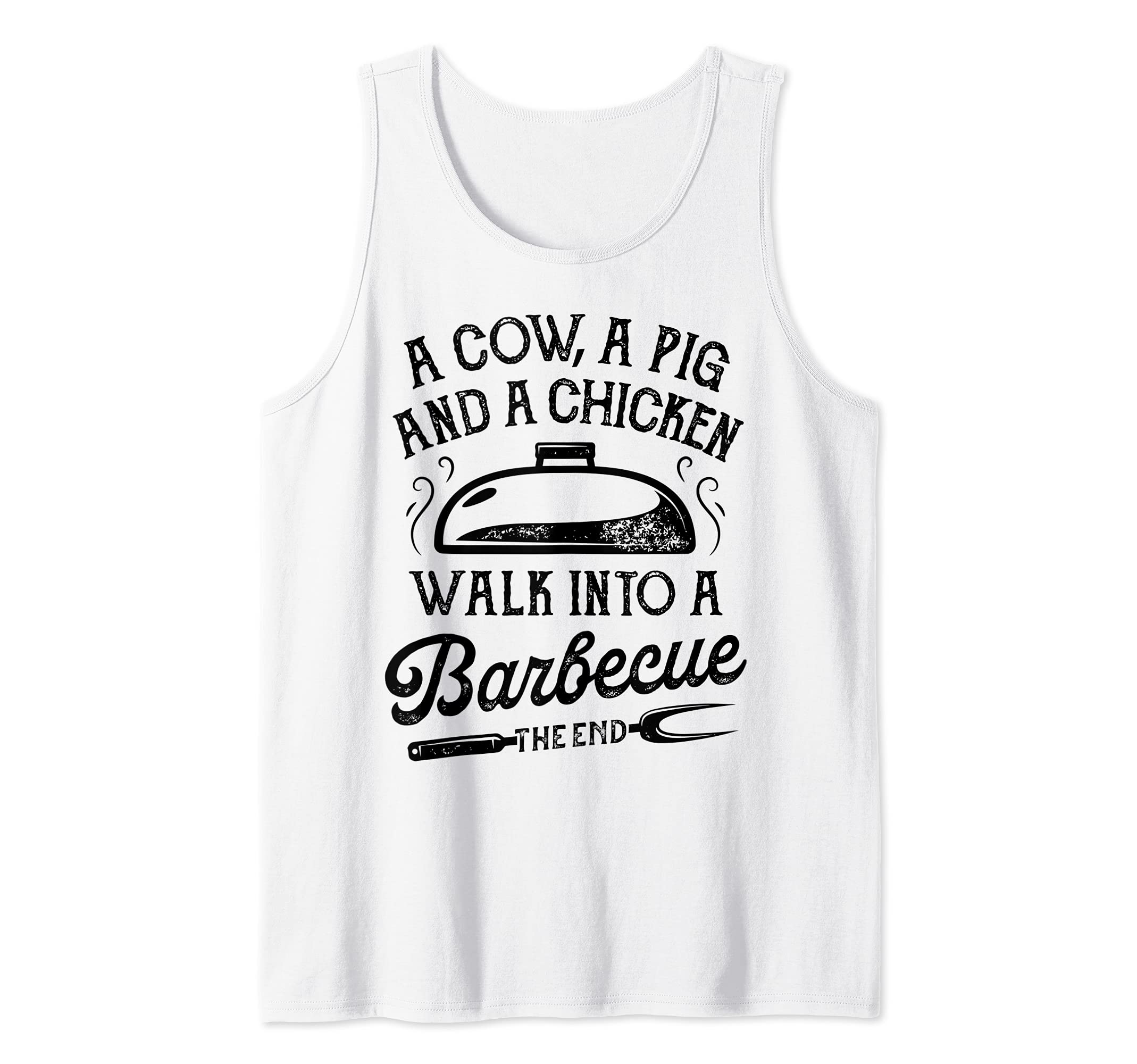 Chef A Cow A Pig And A Chicken Walk Into A BBQ Barbecue Tank Top