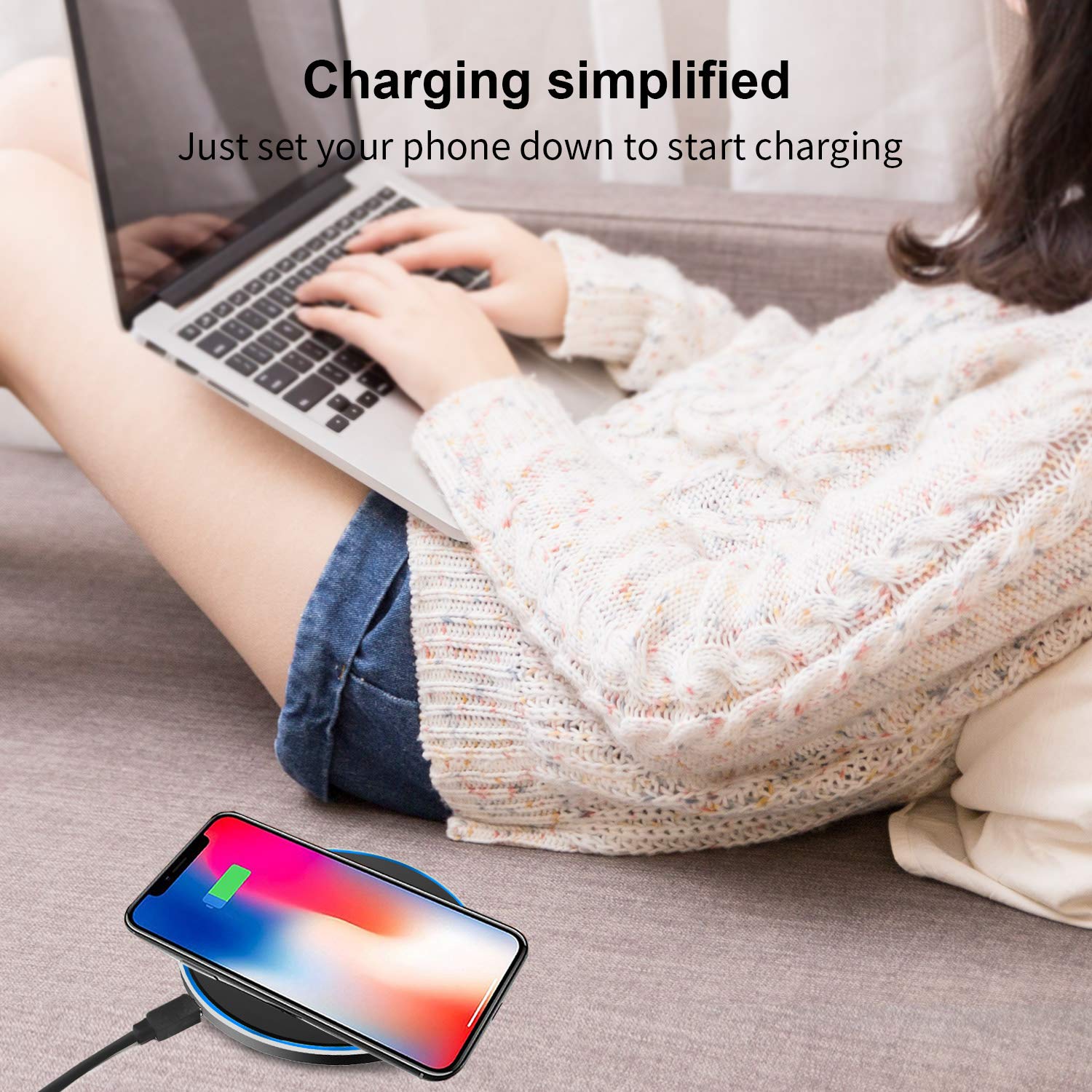 Fast Wireless Charger, LOBKIN Ultra Slim Qi Wireless Charger QC 3.0 Quick Charge Portable Charging Pad for iPhone X, iPhone 8/8 Plus, Samsung Galaxy S9/S9 Plus/Note 8/S8/S8 Plus (Black)