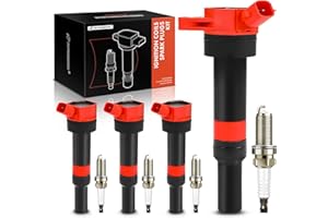 A-Premium (Red) Ignition Coil Pack and Iridium Spark Plugs Compatible with Hyundai & Kia Vehicles - Elantra 2012-2016 Coupe G