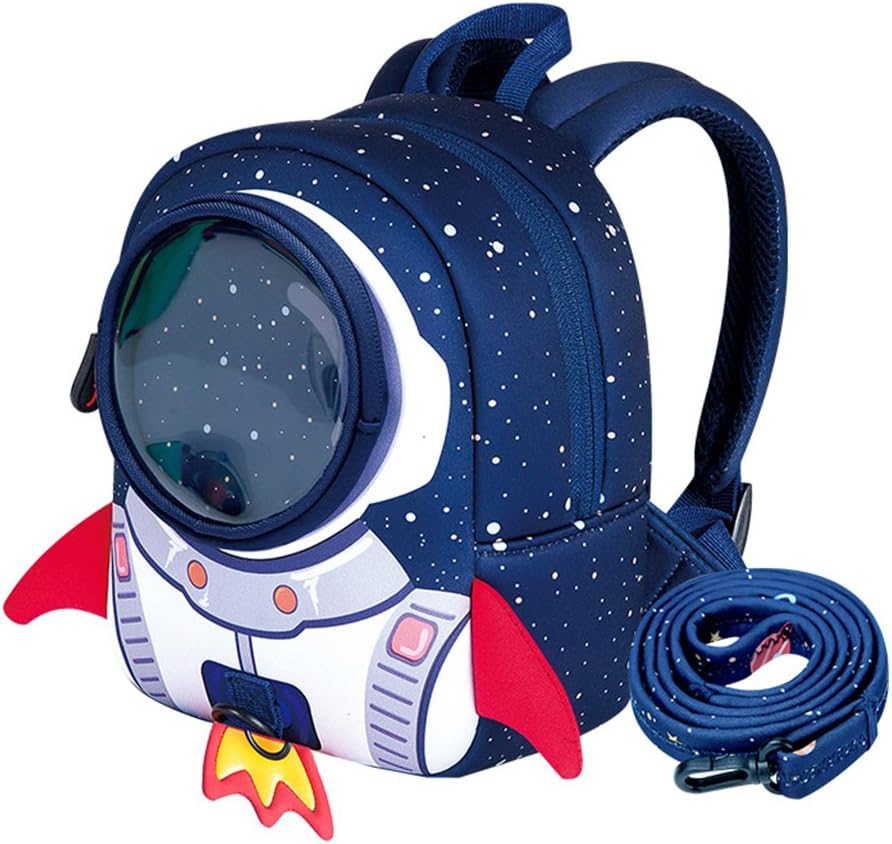 NANAHouse Toddlers Baby Anti-Lost Lovely 3D Cartoon Rocket Lightweight Backpack (Large Blue)