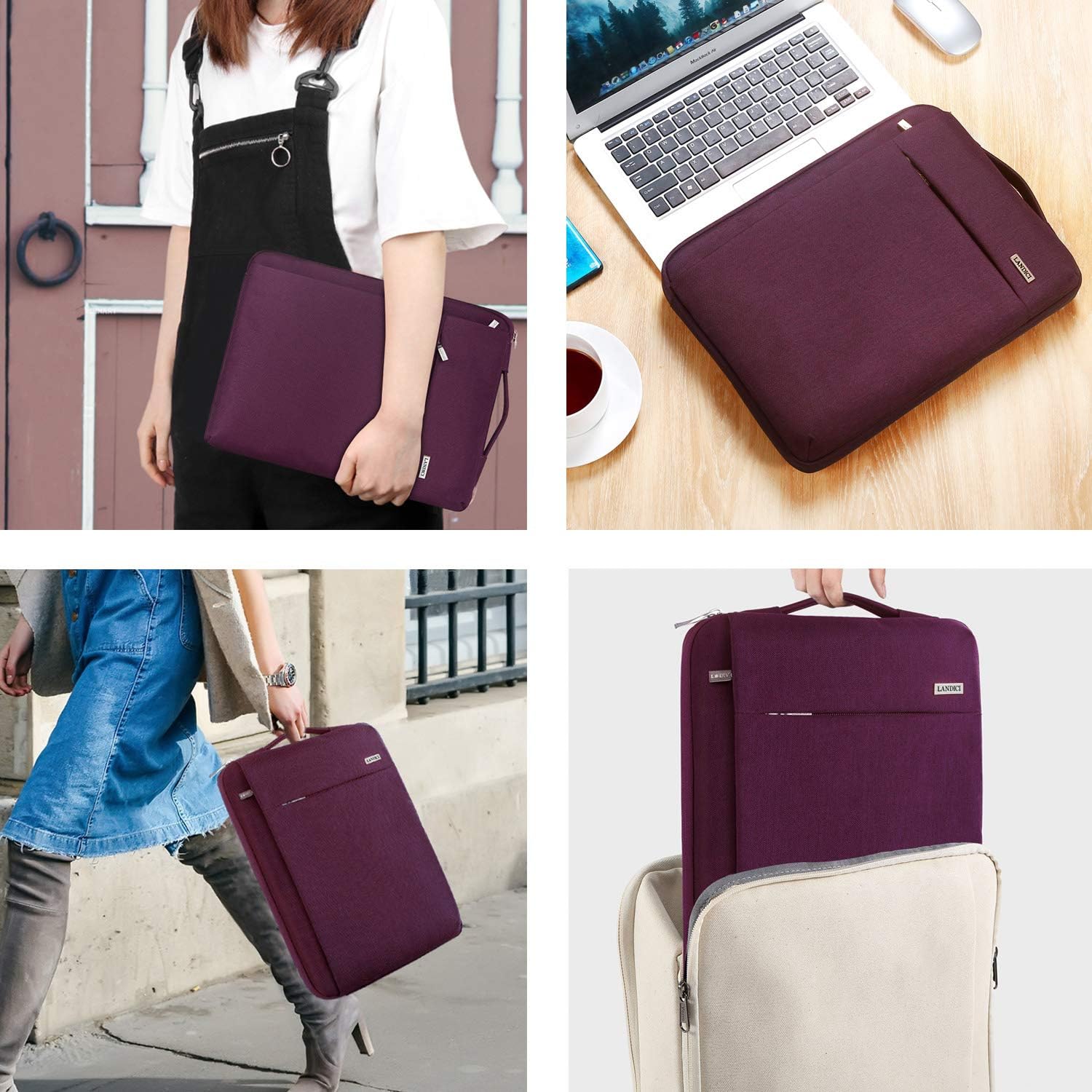 Landici 360 Protective Laptop Case Sleeve 14 15.6 Inch,Waterproof Computer Bag Cover Compatible with 16" MacBook Pro,15 Surface Book 3,HP Chromebook 14/Pavilion,Samsung Acer Chromebook 15.6 -Purple: Electronics