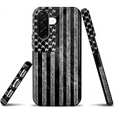 AIRWEE Black American Flag Phone Case for Samsung Galaxy S26 Plus 6.7-Inch | Hard PC Shell and Flexible TPU Bumper with Raised Screen and Camera Edges for Everyday Drop and Scratch Protection