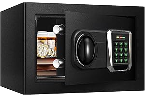 BIOAEYOK Fireproof Waterproof Safe Box for Home Use, 1.0 Cu Ft Small Box Personal Security Lock Box with LED Sensor Light & Emergency Type-C External Charge for Money Jewelry Documents