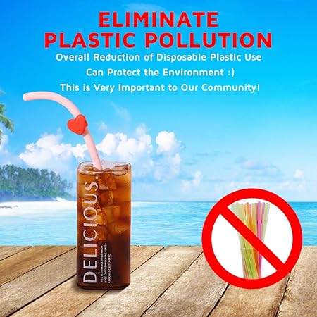  Reusable Silicone Collapsible Straws 4 Pack