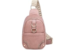 MYHOZEE Sling Bag for Women Small Crossbody Bags Vegan Leather Chest Backpack Daypack Guitar Strap Fanny Pack Belt Bag Fashion Cross Body Cell Phone Purse for Traveling/Hiking/Everywhere - Pink