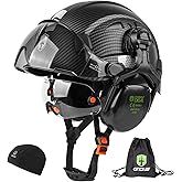 GREEN DEVIL Hard Hat Safety Helmet with Visor and Ear Muffs Men Women Vented Work Hardhat ANSI Z89.1 Cascos De Construccion for Industrial Construction Forestry