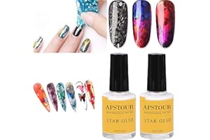 APSTOUR Nail Art Foil Glue Gel for Foil Stickers, Starry Sky Nail Art Glue for Foil Sticker, Nail Transfer Tips Decorations Adhesive White 16 ML 2 Bottles