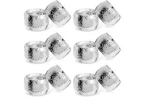 Farmlyn Creek Silver Napkin Rings Set of 12-1.8 in Round Polished Zinc, Bulk Napkin Ring Holders for Cloth & Paper - Table Decor for Weddings & Parties
