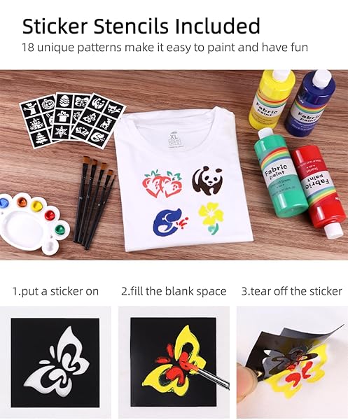 COLORFUL 14 COLORS PERMANENT FABRIC PAINT FOR FURNITURE, 16.65 OZ (500 ML) FABRIC PAINT FOR CLOTHES, SOFT RICH PIGMENT NON-TOXIC TEXTILE PAINT FOR FABRIC DIY CRAFTS T-SHIRTS SHOES JEANS FOR ADULT
