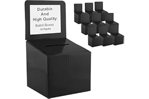My Charity Boxes Raffle Ticket Donation Collection Ballot Box Reusable Sturdy thick Cardboard with Slot comment Suggestion Box With Removable Header 6H x 6W x 6D, Display area 6H x 6W(Black10 pack)