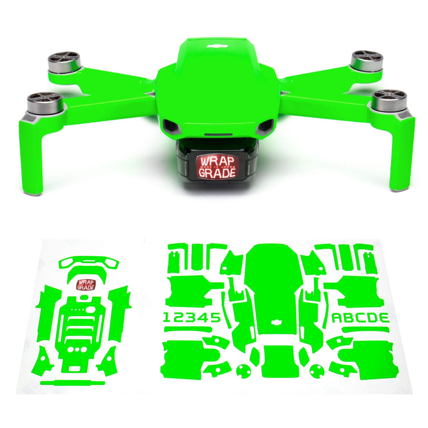 Wrapgrade Skin Sticker Set Compatible with DJI Mini 2 (NEON GREEN)