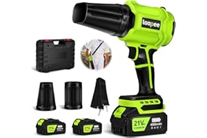LAAPEE Leaf Blower Cordless,Brushless Powered 800,000 RPM Electric Leaf Blower with 2 x 4.0Ah Battery and Charger Handheld Blowers for Lawn Care,Dust,Snow,Car Blowing Water with 2 Extended Nozzle