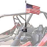 RERPRO UTV Flag Pole Holder Mount ATV US Whip Flag Mount 1.75"-2" Roll Bar Flag with Pole and Mount Bracket for Polaris RZR Ranger General Can Am 360° Adjustable Aluminum Black Upgraded