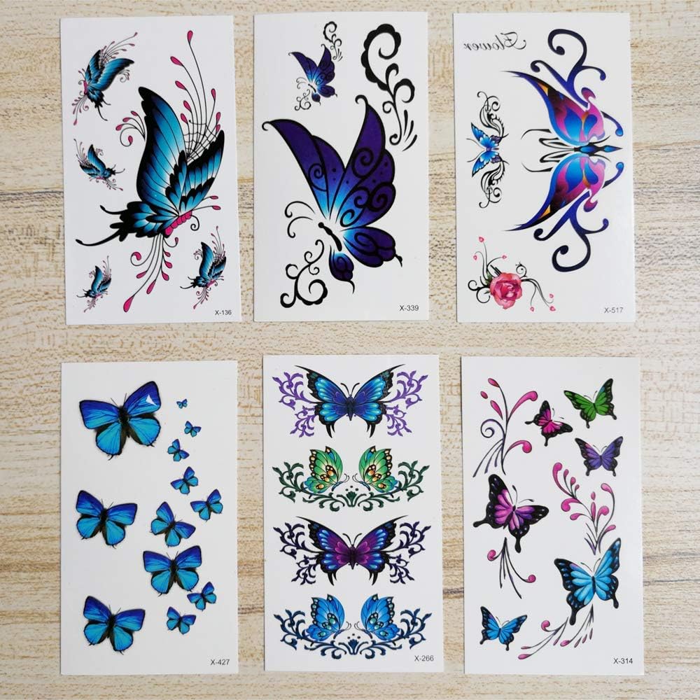Butterflies Temporary Tattoos for women sexy 6 Pcs by Yesallwas,Waterproof long lasting Fake Tattoos Stickers for Arms Shoulders sexy body tattoos 6cmx10.5cm/2.36x4.13 inches (LxW) - Image 5