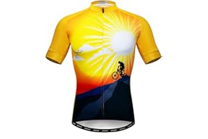 HOTLION Cycling Jersey Mens Bike Shirt Biking Tops for Road Racing MTB BMX Dirt Road Quick Dry, Comfortable, Moisture Wicking