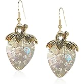 Anmpab Funny Sweet Resin 3D Simulated Strawberry Earring for Women Cute Fruit Drop Dangle Earrings Birthday Valentine Day Jewelry