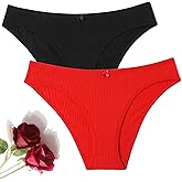 Avidlove Womens Cotton Panties Sexy Low Rise Ribbed Hipster Womens Bikini Underwear Cheeky S-XXL