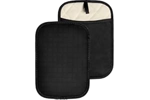 HOMWE Silicone Kitchen Pot Holders with Pockets, 2 Pc Set Trivet, Steam and Heat Resistant Hand and Countertop Protection Hot Pads, Non-Slip Grip potholders, Terrycloth Interior Lining, Black