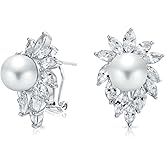 Vintage Victorian Holiday Style Cocktail Wedding Bridal Clear Blue Ribbon baguette Cubic Zirconia CZ Bow Drop Stud Earrings For Women Silver Plated