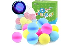 AGOOQ Reusable Water Balloons 12 Glow in The Dark Water Balls Latex-Free Silicone Water Splash Ball with Mesh Bag Quick-Fill Water Bomb for Kids Teens Summer Outdoor Play Pool Party Backyard Fun Water Toys