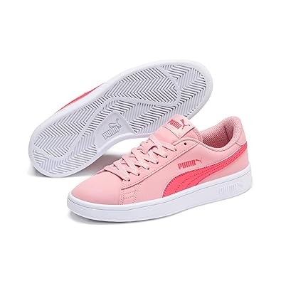 Puma Smash v2 Buck Jr Kinder Low Boot Sneaker Bridal Rosa-Calypso Coral-Weiss