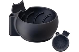 Grandslam Shaving Bowl with Ridges, Shaving Mug with Brush Stand, Shaving Soap Bowl for Shaving Cream and Soap, Durable & Holds Heat Longer, Rich & Thick Lather, Great for Traveling and Use at Home