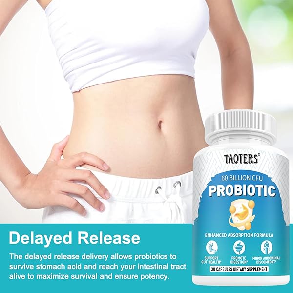 TAOTERS PROBIOTICS FOR DIGESTIVE HEALTH, 60 BILLION CFU – 10 STRAINS | PREBIOTICS AND PROBIOTICS – IMMUNE & GUT HEALTH FOR WOMEN & MEN | SUPPORTS PH BALANCE, DIARRHEA, GAS & BLOATING | 30 CAPSULES