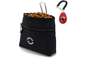 COOWONE Dog Treat Pouch with Pet Training Clicker, Detachable Dog Puppy Training Treat Bag, 900D Oxford Cloth Magnetic Closure Small Dog Poop Bag Holder for Travel or Outdoor Use