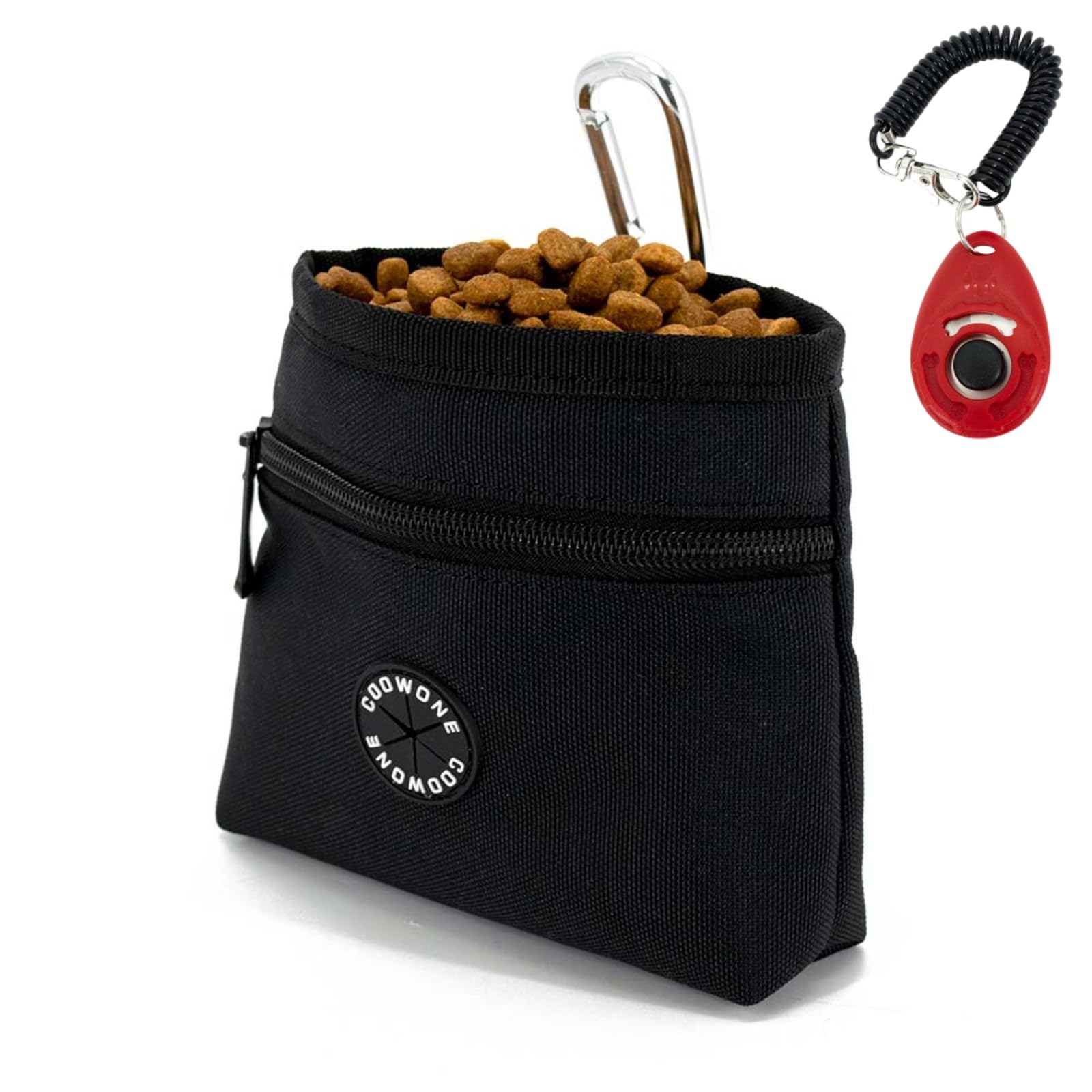 Dog Treat Pouch with Pet Training Clicker, Detachable Dog Puppy Training Treat Bag, 900D Oxford Cloth Magnetic Closure Small Dog Walking Bag for Travel or Outdoor Use