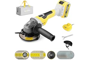 Enventor 4-1/2" Cordless Angle Grinder with 4.0A Battery, 20V Brushless Grinders Tools Kit with Fast Charger, Grinding Wheels, Cutting Wheels, Flap Discs for Cutting, Grinding, Polishing, 10,000RPM