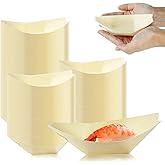 Seuqhck 200 Pack Disposable Wood Boat Plates Dishes, 5.5 Inch Bamboo Boats Trays for Appetizers, Charcuterie, Dessert Food Container Bowl for Small Sushi, Catering, Holiday, Party, Weddings, Picnic