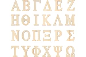 CREGUGUA 3 Inch 112 Pieces Wooden Greek Letters Bold Font Unfinished Wood Greek Alphabets for Large Paddles Embellishment/Sorority/Fraternity/DIY Project/Learning/Wall Decor