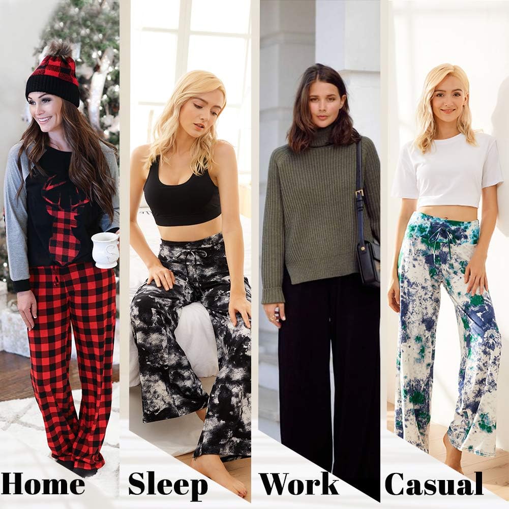 Buttery Soft Pajama Pants for Women – Floral Print Drawstring Casual Palazzo Lounge Pants Wide Leg for All Seasons at  Women’s Clothing store
