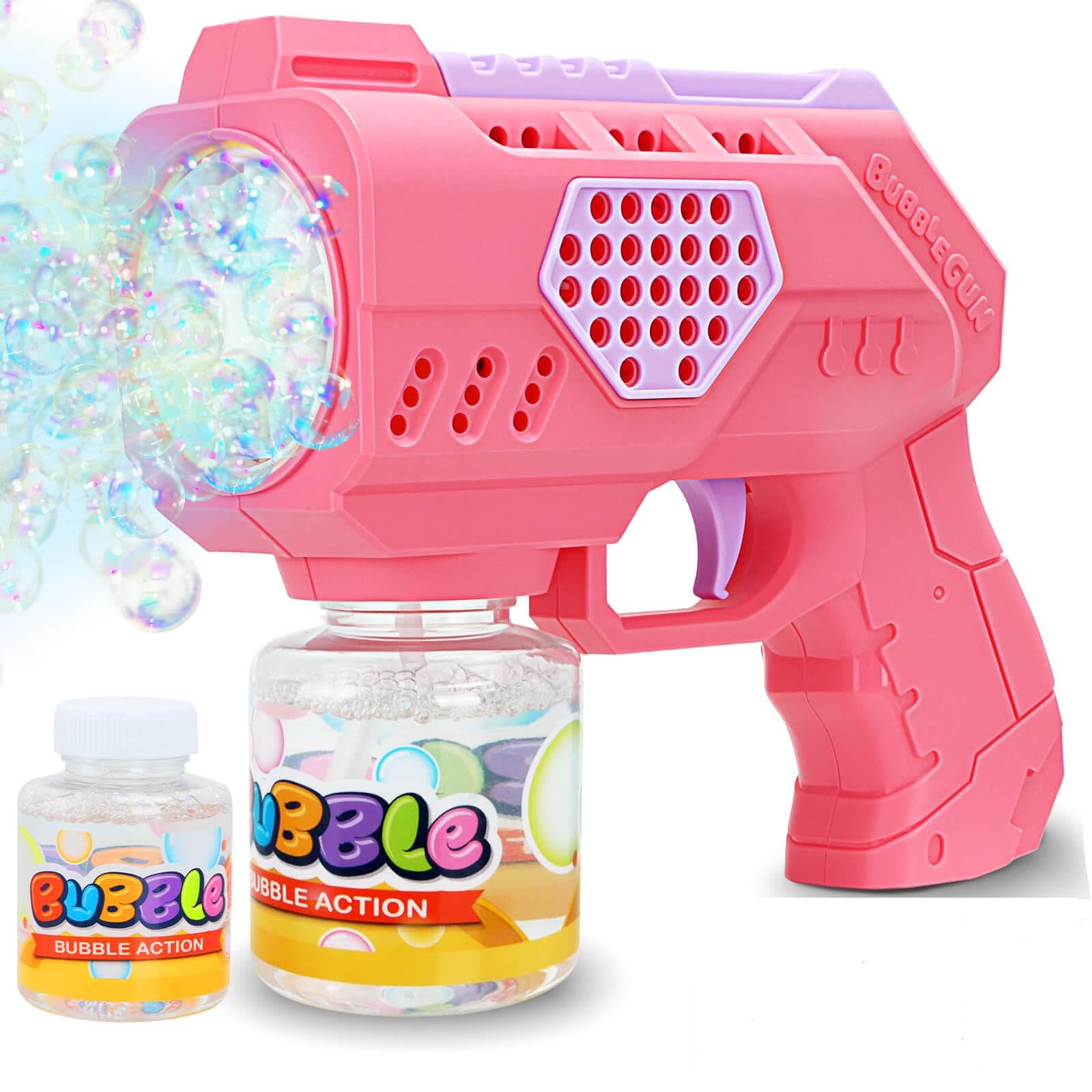 Aooess Toys for 3-8 Year Old Kids: Electric Bubble Gun for Toddlers Gifts for 3 4 5 6 7 8 9 10 Year Old Boys Girls Birthday Party Bubble Maker Blower Toy Presents Bubble Machine for Kids (Pink)