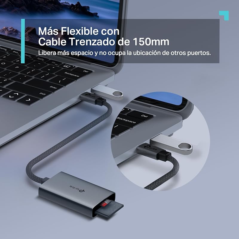 UA440C Leitor de cartão USB Tipo-C para SD, Plug and Play, transferência de dados 3 × mais rápida, suporta cartões de memória até 2TB, compatível com Mac, Windows, iPadOS, iOS, Android