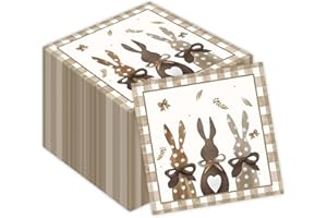 YIQXKOUY 100 Pieces Disposable Rabbit Paper Napkins, Easter Guest Napkins, Bunny Decorative Hand Paper Napkin Towel for Holid