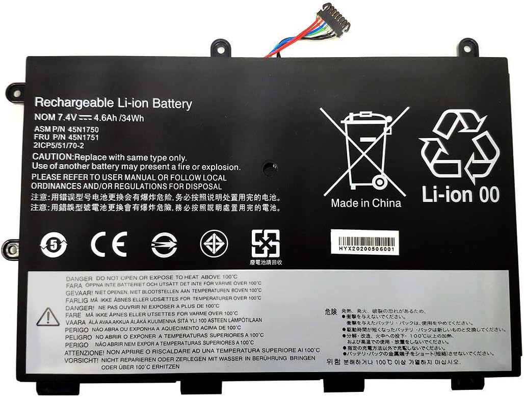 Ding 45N1748 Replacement Battery Compatible with Lenovo ThinkPad Yoga 11e 45N1748 45N1751 45N1749 45N1750 G750(7.4V 34Wh 4600mAh)