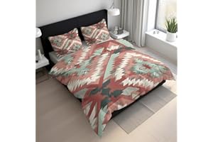 Aztec Duvet Cover Queen Size, Navajo Southwestern Bedding Set 3 pcs with 2 Pillow Covers, Tribal Ethnic Bedroom Decor, Soft M