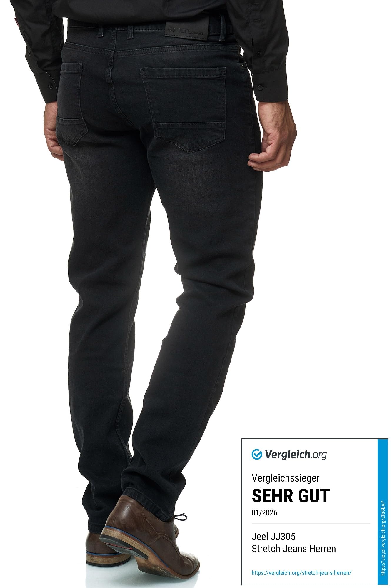 JEEL Herren-Jeans - Regular-Fit Straight-Cut - Stretch - Jeans-Hose Basic Washed 06-schwarz (verwaschen) 36W / 32L 3