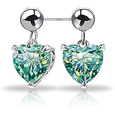 GIGAJEWE White Color Moissanite Stud Earrings Heart Cut Moissanite Earrings 2.0ct/pair,18K Gold Plated 925 Steling Silver, Stud Earrings For Women