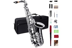 MEPERG Eb Alto Saxophone, Saxophone for Beginners, Saxophone for Students, Saxophones Alto, Beginner Saxophone, Student Saxophone Beginner, Alto Sax, Alto Saxophone, Black and Nickel Saxophone