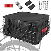 Bike Basket Rear, Folding Bicycle Basket with Removable Waterproof Liner Bag, Rear Bike Cargo Rack, Bike Accessories Frame Basket for Adult Women Men Carrying Dogs,Pet,Grocery,Quick Release Design