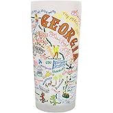 Catstudio Drinking Glass, Georgia Frosted Glass Cup for Kitchen, Drinking Glasses, 15oz Dishwasher Safe Tumbler for Georgia Lovers